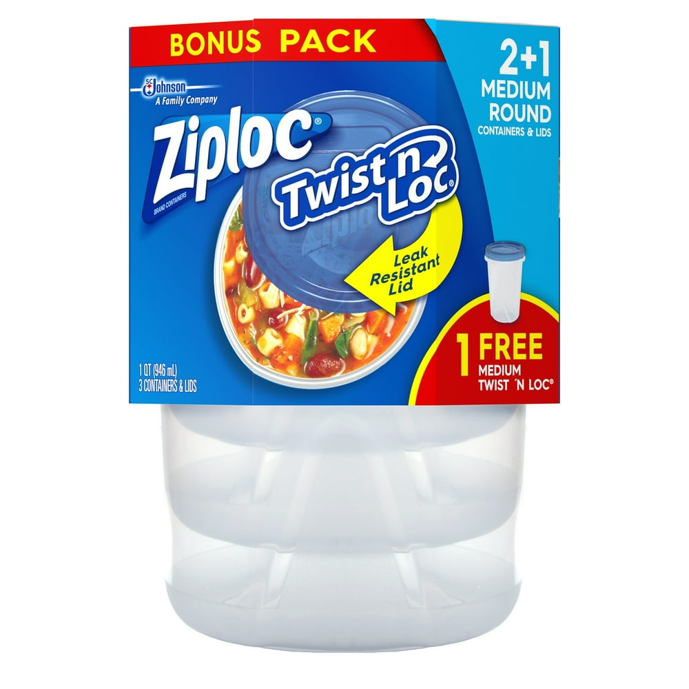 Ziploc Twist 'N Lock Containers & Lids, 3 Ct