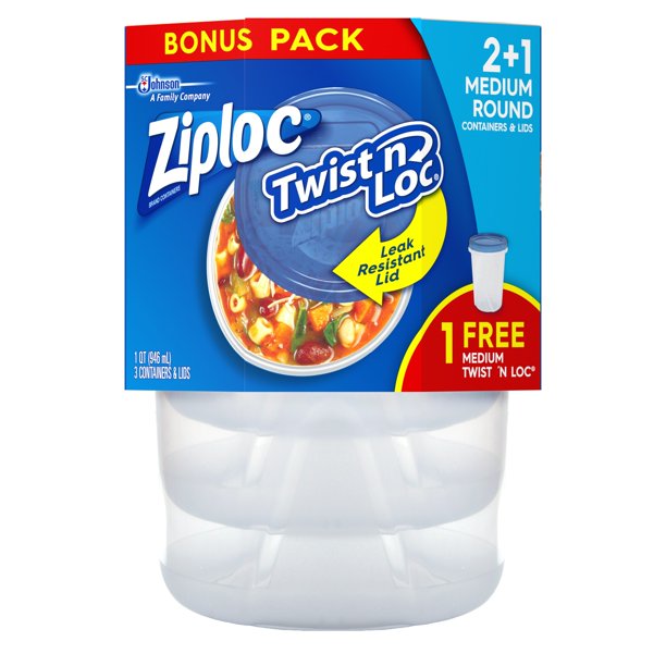 Ziploc Twist 'N Lock Containers & Lids, 3 Ct