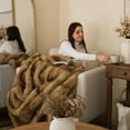 thumbnail image 6 of Battilo Camel Faux Fur Blanket,Reversible Mink Fur Blanket for Bed,Plush Warm Fuzzy Blanket,50"x60", 6 of 9