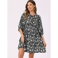 thumbnail image 2 of DARING DIVA Floral Summer 3/4 Sleeve Flare Mini Dress S Black, 2 of 6