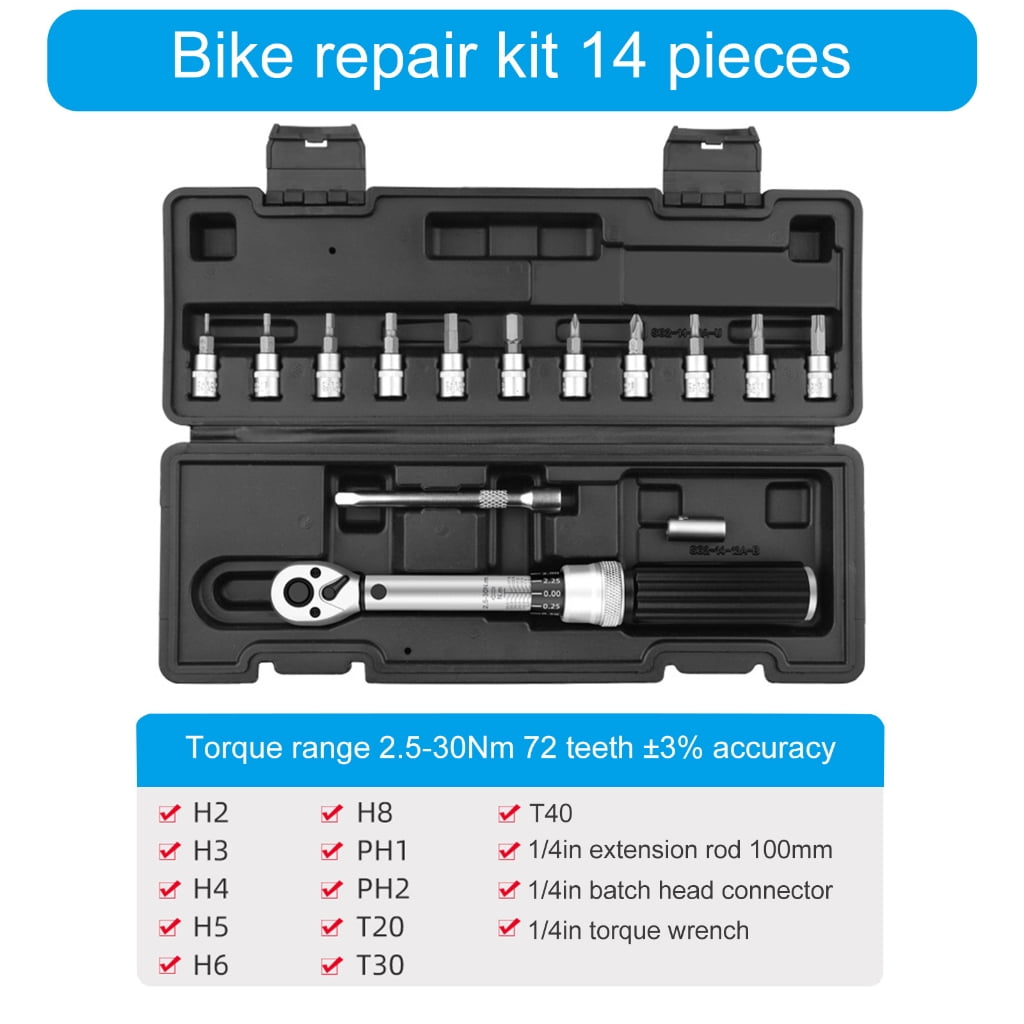 Zeiwohndc Bike Torque Wrench Set 1/4inch Torque Wrench 2.5-30Nm for Mountain Bike