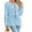 Blue, variant on Womens Tie Front Tops Blouses Long Puff Sleeve Peplum Babydoll Bow Shirt Summer Coquette Tops