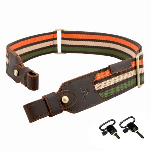 WAYNE'S DOG 2 Inch  Wide Leather Cotton Rifle Gun Sling / Strap Handmade Vintage Shotgun Belt NEW Style