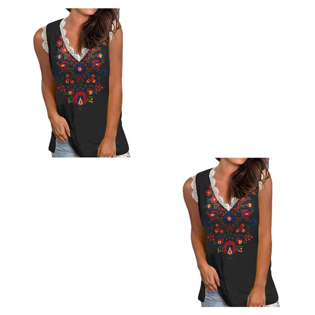 Sonducket Chaleco de algodón para mujer camiseta Sin mangas informal para fiesta de boda Top deportivo de verano 5XL 2piezas