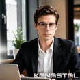 thumbnail image 2 of KANASTAL Anti Blue Light Glasses Men Metal Half-rim Computer Reading Gaming Glasses Blue Light Blocking Anti Fatigue for Digital Screen Silver Frame, 2 of 7