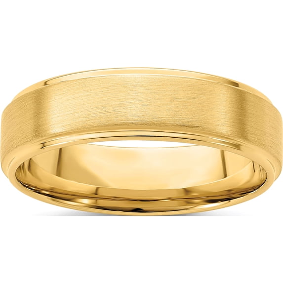 14K Yellow Gold Heavy Comfort Fit Brush Satin Fancy Band (Size 12.5) Made In United States yb112h-12.5