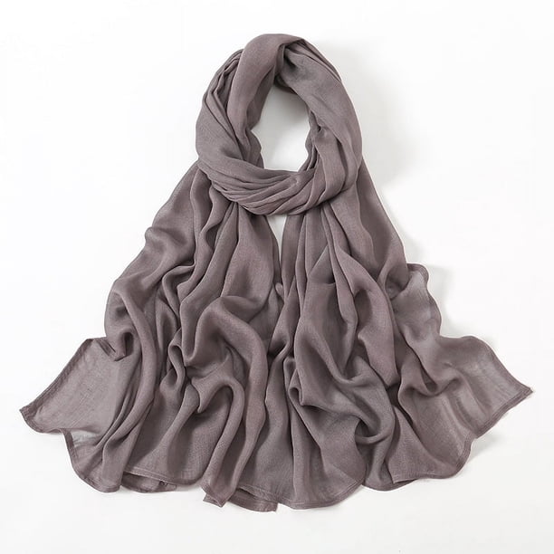 Nvzi Elegante bufanda personalizada, nueva bufanda de algodón con borde ancho de color sólido, bufanda protectora solar, bufanda simple y suave y versátil (gris morado)