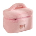 thumbnail image 3 of Bolsa de maquillaje de felpa, bolsa de almacenamiento de cosméticos de gran capacidad para brochas de maquillaje y cosméticos Rosa, 3 of 8