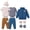 Blue, variant on KIMI BEAR Newborn Baby Boy Layette Set 0-3 Months Winter Clothes 3 Packs Rompers Pants Coat with Hat Gloves Outfits Set Essentials Clothing Gray