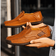 thumbnail image 6 of Men's Slip - breathable casual shoes for walking, wearing flat leather shoes and loafers on one foot, for outdoor leisurely strolls, 6 of 7