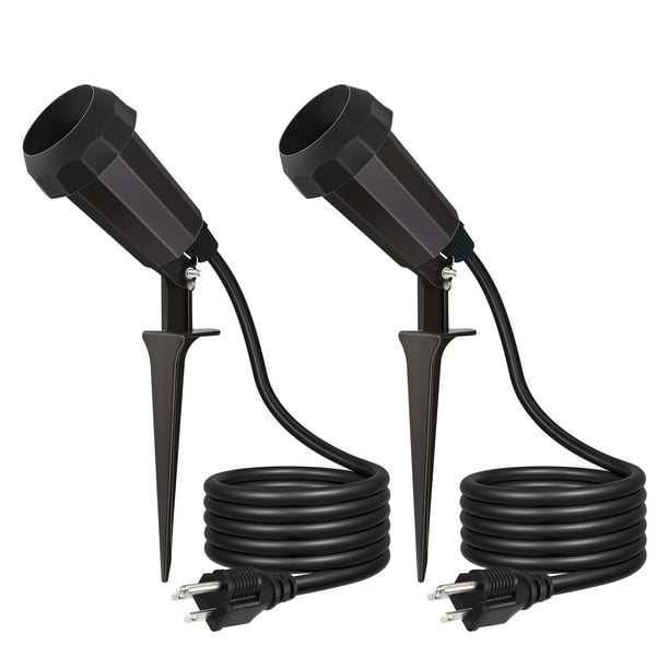 EDISHINE 2 Pack Outdoor Spotlight Plug in with 6FT Power Cord,120V Weatherproof Outdoor Stake