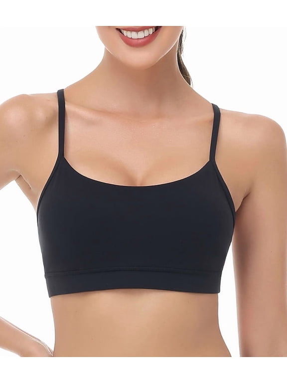 Women's Sports Bra Buttery Soft Y Back Padded Low Impact Spaghetti Thin Strap Workout Yoga Top