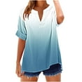 thumbnail image 2 of Jjayotai Womens Short Sleeve T-Shirts, V Neck Buttons Tops, Basic Tee, Solid Color Gradient Blouse, Loose Fit Pullover Summer Shirts 2025, Blouses for Women Casual Multicolor^13 XL, 2 of 5