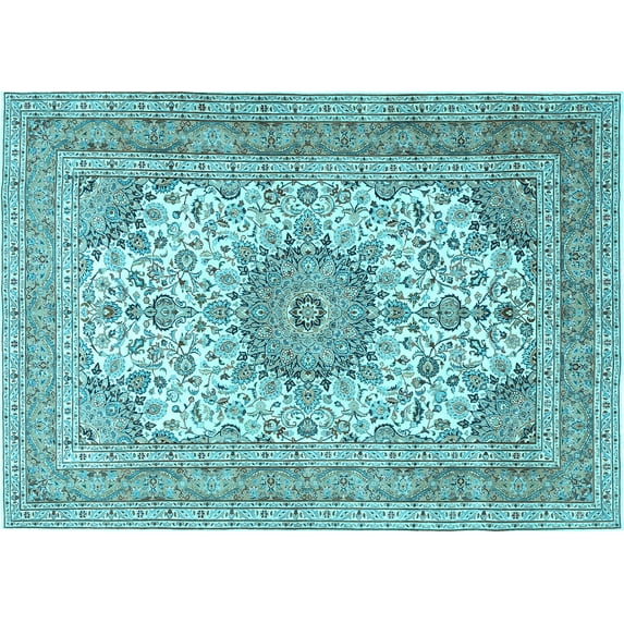 Ahgly Company Indoor Rectangle Medallion Light Blue Traditional Area Rugs, 2' x 3'