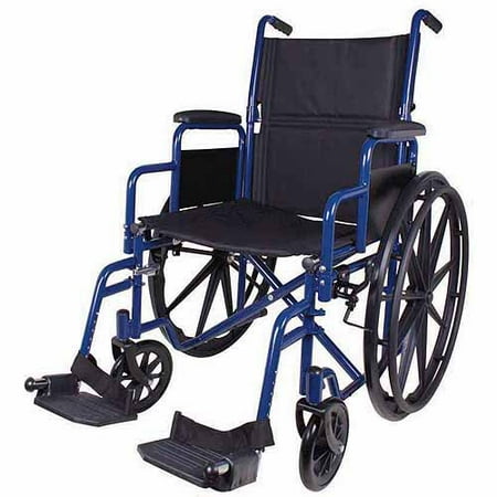 Carex Classics Wheelchair with Swing Away Footrests, 20" Seat, Blue