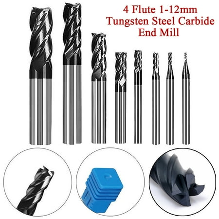 

ALLTIMES 4 Flute 1-12mm Tungsten Steel Carbide End Mill CNC Milling Cutter 1PC/8PCS