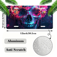 thumbnail image 2 of 1 Pcs 2D Flat License Plate Covers & Frames, Neon Skull with Flowers For Decorative Front, Waterproof For Decoration Aluminum License Plate Covers & Frames Cover For Men Women, 12" X 6", 2 of 7