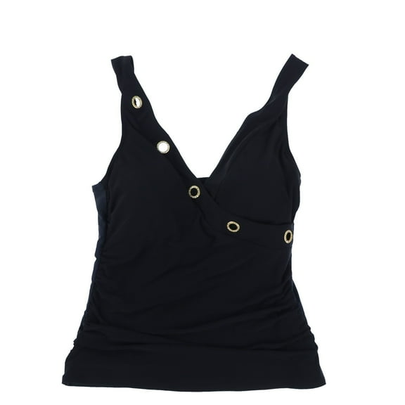 Beyond Control Women's Tankini Top Grommet-Detail Black 12 New
