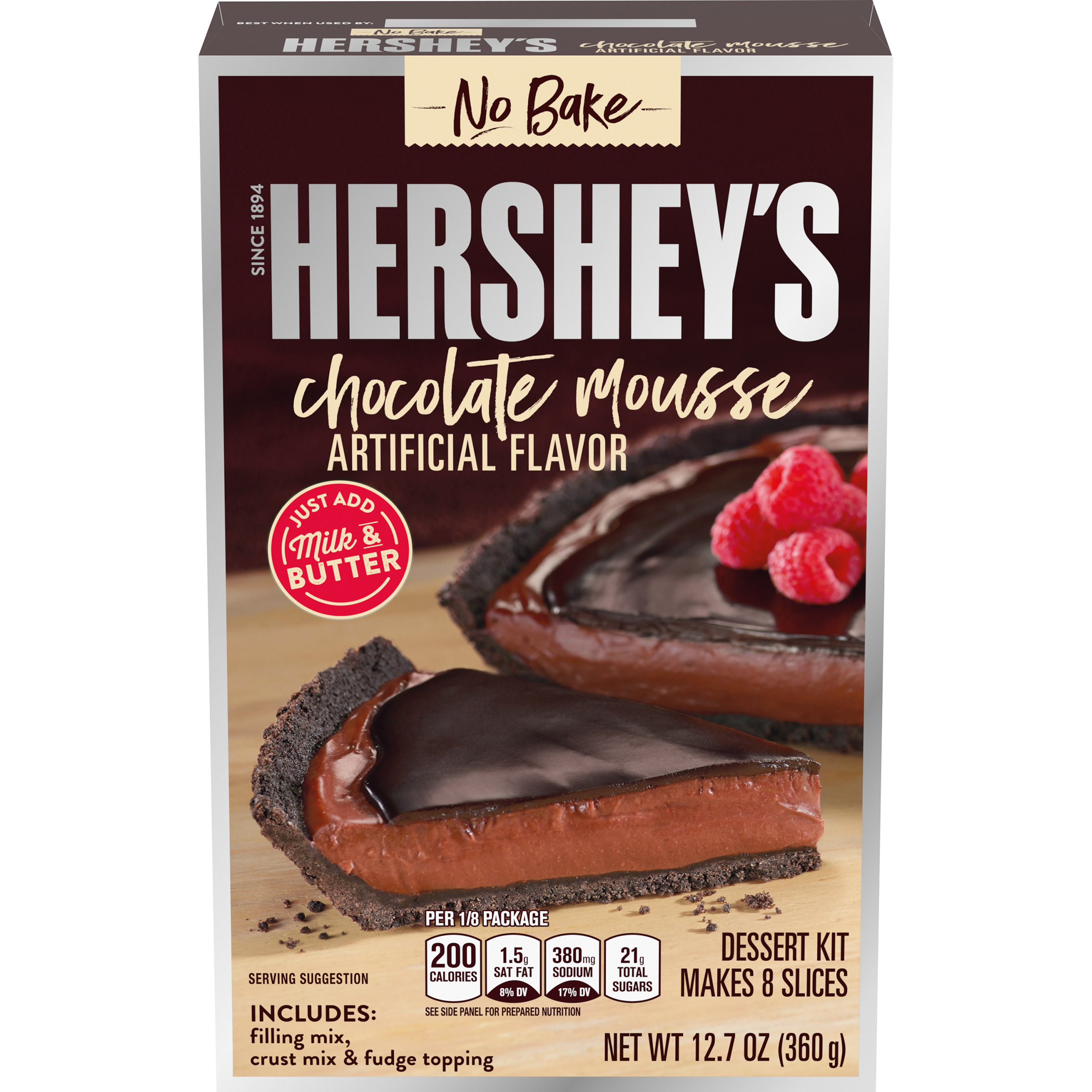 Hershey's No Bake Chocolate Mousse Dessert Kit with Filling Mix, Cust