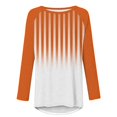 thumbnail image 4 of Royisotas Orange Womens Plus Tops Fall and Winter Striped Gradient Color Casual Long Sleeve Flounce Women's Blouses Raglan Sleeve Crew Neck Tshirts, 4 of 5