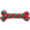 thumbnail image 2 of GOOHOCHY Juguete masticable para cachorros con forma de hueso, juguete para la muela, estilo navideño, de cuerda de algodón., 2 of 8