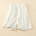 thumbnail image 2 of Ltctricy Women's Bermuda Shorts Cotton Elastic Waist Knee Length Wide Leg Lounge Shorts Loose Casual Shorts with Pockets, 2 of 3