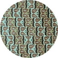 thumbnail image 1 of Ahgly Company Indoor Round Oriental Light Blue Modern Area Rugs, 6' Round, 1 of 4