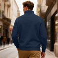 thumbnail image 5 of Men's Fleece Round Neck Pullover, Solid Color Hoodie Fleece Jacket for Winter, Outdoor Activities, Camping and Cold Weather Protection,Navy,3XL, 5 of 6