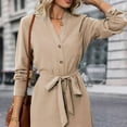 thumbnail image 4 of Gamivast Shirt Dresses for Women Long Sleeve Collar Button Down Work Dresses Tie Waist Tunic Dress Knee Length Business Casual Office Daily Wear Fall, 4 of 7
