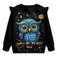 thumbnail image 5 of Uorisanigo Toddler Girl Sweatshirt Comfy Cute Owl Print Hoodie No Hood Sweatshirt Crewneck Ruffle Shoulder Pullover Shirts Sweater Blouse Fall Clothing, 5 of 7