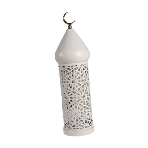 Lámpara de Ramadán con diseño hueco, elegante adorno de escritorio, lámpara de hierro Grande