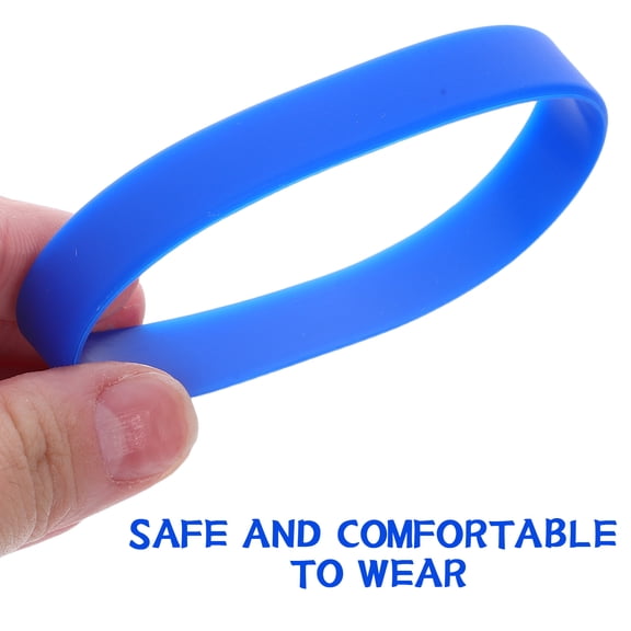 AURARMLET 50Pcs Blue Silicone Wristband Bracelet Comfortable Stretch Bands for Adults