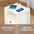 thumbnail image 4 of Table de Chevet Blanche, Table d'Appoint avec Station de Charge, Table de Chevet avec 2 Tiroirs, Armoire de Chevet de Style Ferme pour Chambre, Salon, 4 of 7