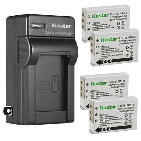 Kastar 4-Pack Battery and AC Wall Charger Replacement for Fujifilm NP-95 NP95 FNP-95 FNP95 Battery Fujifilm BC-65N Charger Fujifilm FinePix X100S FinePix X100LE FinePix X100T Cameras