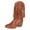 Brown, variant on Rokment Womens Fringe Wide Mid Calf Cowboy Boots Winter Fall Fashion Buckle Leather Chunky High Heel Western Cowgirl Riding Booties