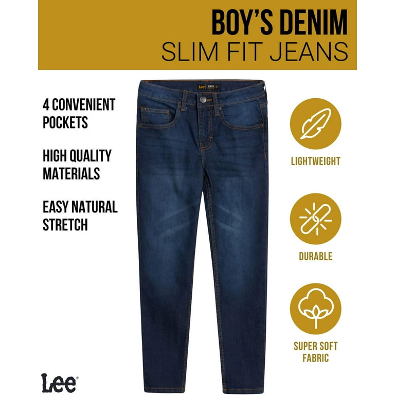 Lee Boys' Slim Fit Denim Jeans - Ultra Stretch Casual Pants for Boys (2T-16)
