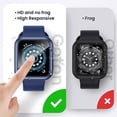 thumbnail image 3 of [2 PACK] for Apple Watch Screen Protector Case,Waterproof PC Full Cover Built-in Tempered Glass Film,iWatch Bumper for Apple Watch Series 7 (Blue+Blue, 44mm), 3 of 5