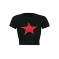 thumbnail image 5 of hirigin Women Short Sleeve Tops with Pentagram Embroidery, Classic Crew Neck Casual Style Navel Clothing, 5 of 9