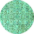 thumbnail image 1 of Ahgly Company Indoor Round Abstract Turquoise Blue Modern Area Rugs, 6' Round, 1 of 4