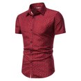 thumbnail image 1 of Camisas Vaqueras Para Hombre Hombres Moda Primavera Verano Casual Manga corta Turndown Neck Impreso Camisetas Top Blusa (Red, L), 1 of 2