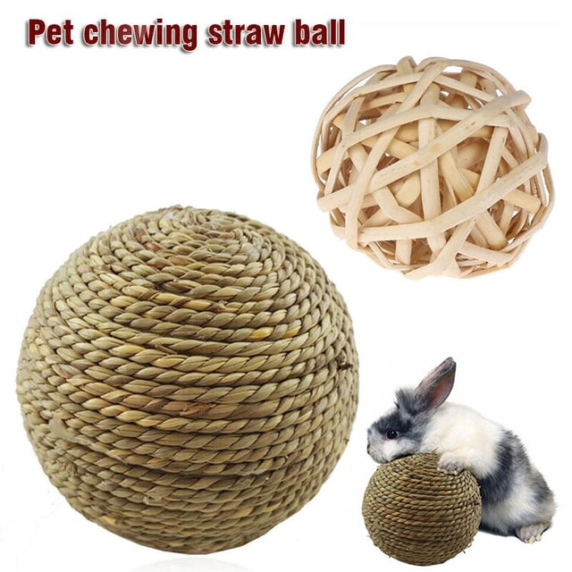 Small Pet Chew Toys Natural Grass Ball Rabbit Hamster Chewing Bite Toys Parrot Teeth Cleaning Playing Toy Training Pets ProductAAustralia He Qiyong unisex