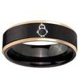 thumbnail image 2 of Pinguin Design 8MM Step Edge Black And Rose Gold Tungsten Men Ring, 2 of 2