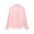 thumbnail image 4 of HH TRAF 2024 Camisas casuales elegantes para mujer, blusas de otoño con un solo pecho y cuello vuelto de manga larga con lazo decorado, de color rosa, a la moda para mujer, 4 of 5