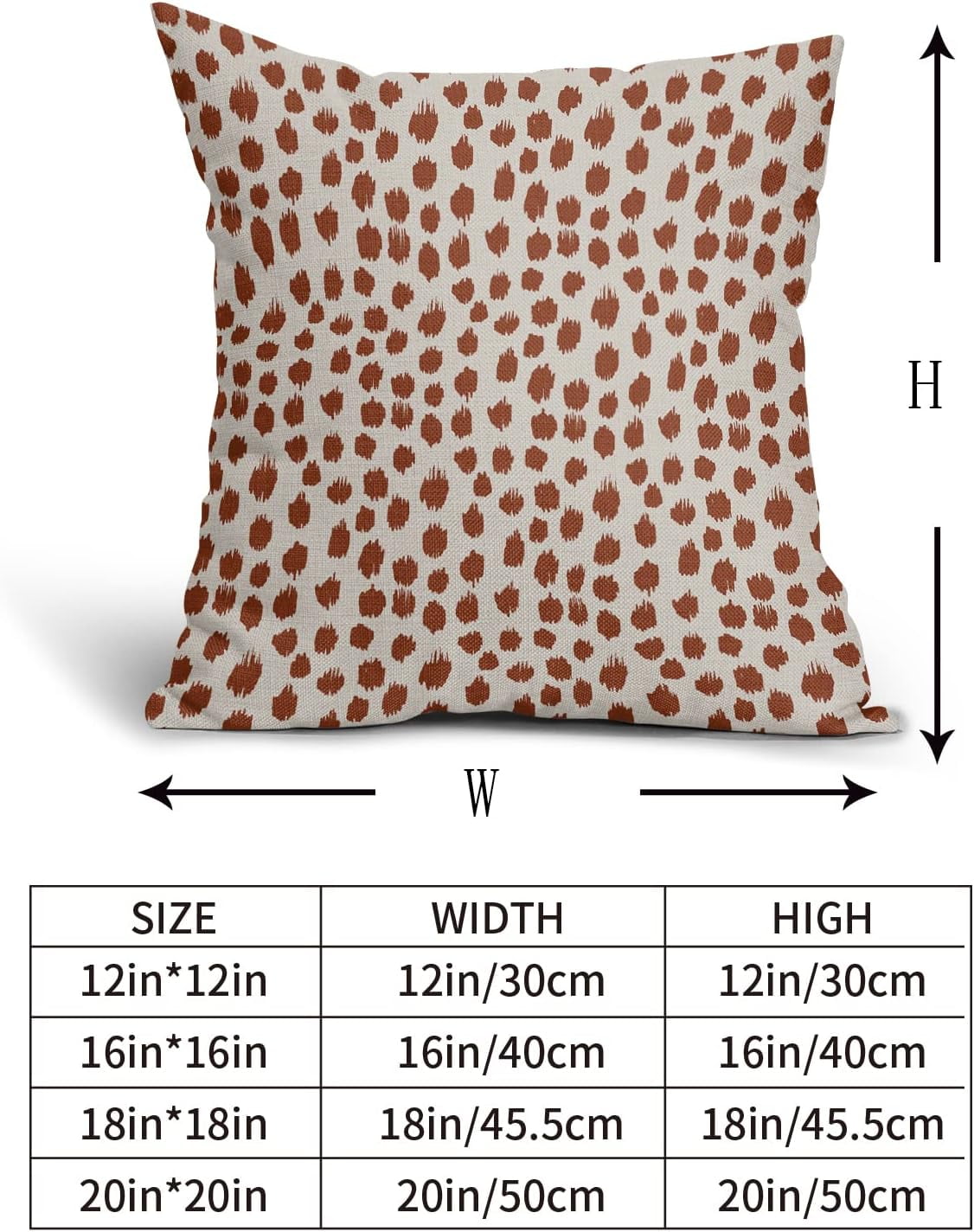 Burnt Orange Cream Pillow Covers 18x18 Set of 2 Boho Design Polka Dot Throw Pillows Modern Brush Strokes Print Decorative Outdoor Pillowcase Square Cushion Cover Linen for Sofa Couch Bed