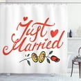 thumbnail image 1 of Ambesonne Wedding Shower Curtain, Just Married Rose Rings, 69"Wx84"L, Fern Green White Red, 1 of 3