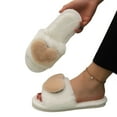 thumbnail image 4 of Slippers for Women 2025 Fall Winter Plush Heart Fuzzy Slipper Slip On Slides Indoor House Slippers, 4 of 6