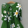 thumbnail image 3 of Jinhomg Cotton Linen Dresses for Women 2025 Trendy Floral Print Maxi Dress Plus Size Comfy 3/4 Sleeve Button Down A Line Dress Dress Green XXL, 3 of 4