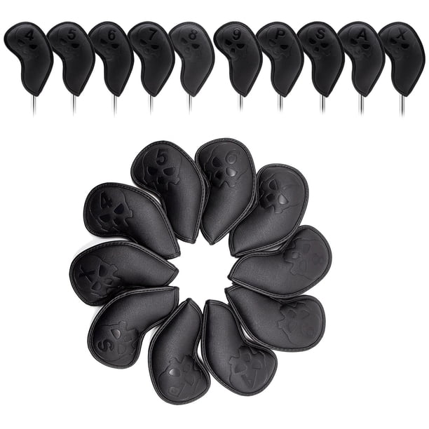10 piezas de cubiertas para palos de Golf para la cabeza de planchas impermeables Protector de cuello largo número de impresiones planchas Soledad Cubiertas de cabeza de hierros de golf