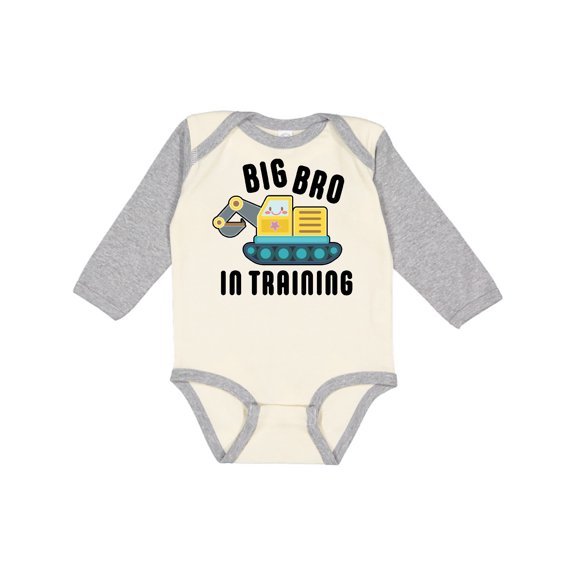 Inktastic Big Bro in Training with Bulldozer Boys Long Sleeve Baby Bodysuit