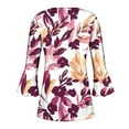 thumbnail image 5 of Pompotops Chemises Tuniques Imprimées Florales à Manches 3/4 Décontractées Col en V pour Femmes Chemises Basiques d'Été Blouse Plissée en Liquidation, 5 of 5